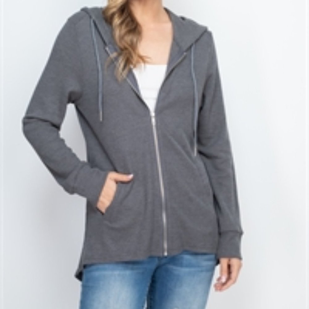 Charcoal Grey Hooded Zip Jacket
